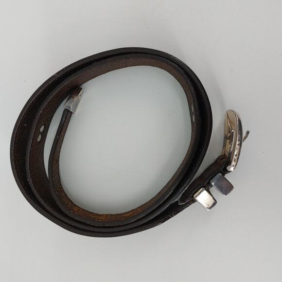 Greg Norman Men's Brown Italian Leather Belt Shark Conchos Size 40/100 - Picture 2 of 10